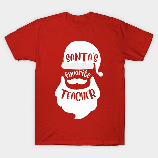 Santa's Favorite Teacher - Christmas Hat T-Shirt by littleprints